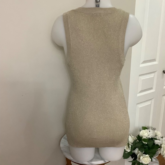 Shimmery Gold Tank w Diamond Gem M/L 36-38 Bust - Picture 4 of 8